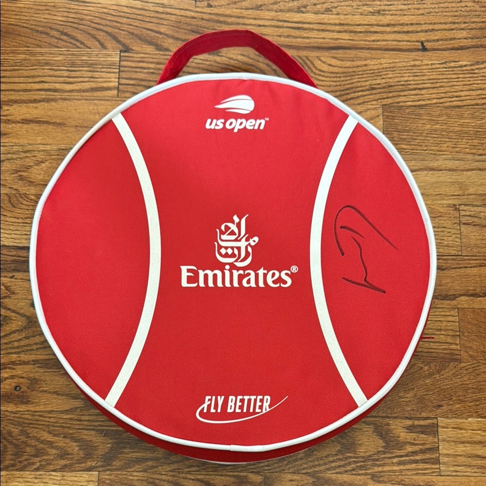 Emirates x US Open Red chair cushion signed